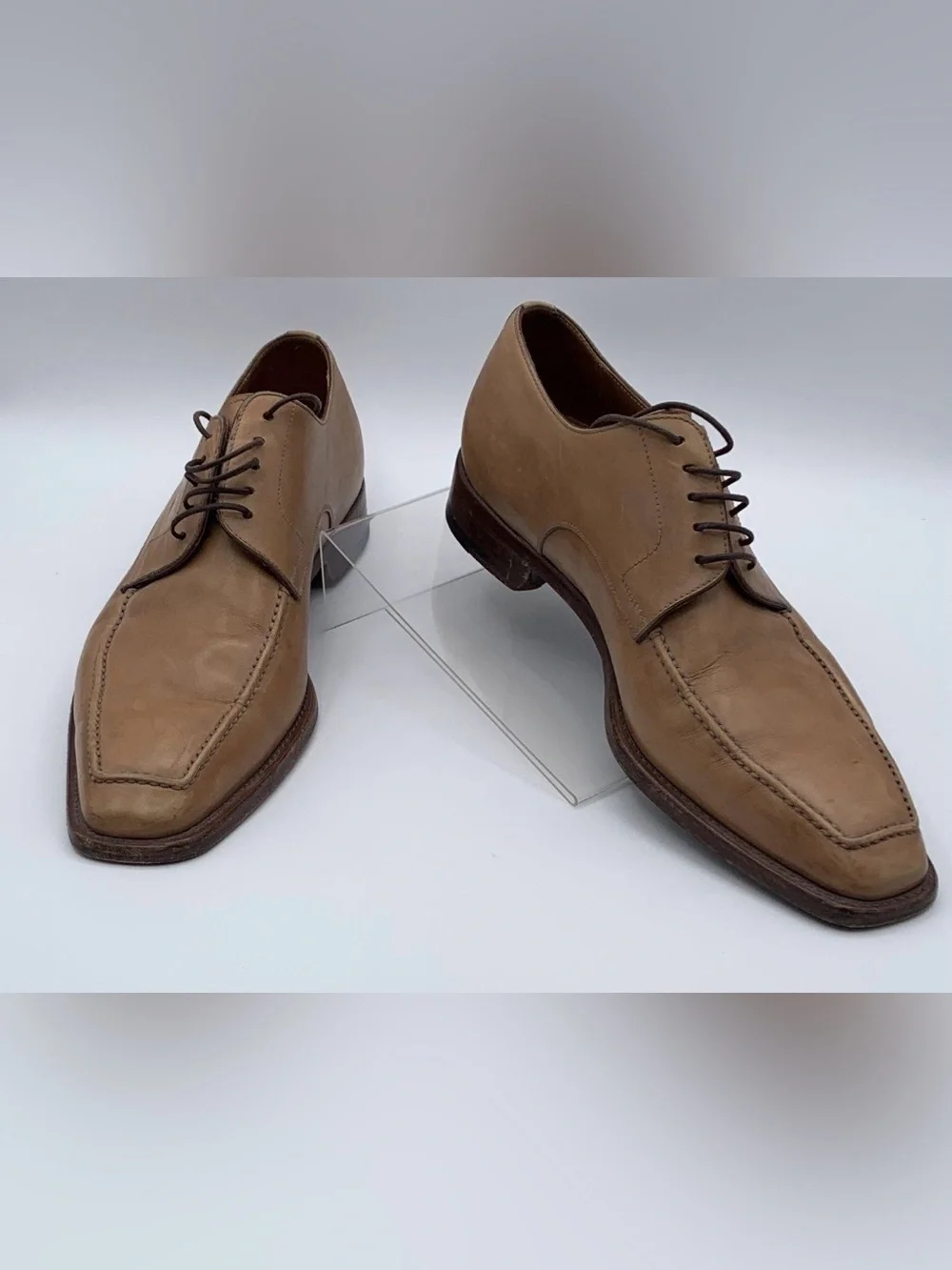 Ermenegildo Zegna Couture Tan Leather Derby Oxfords